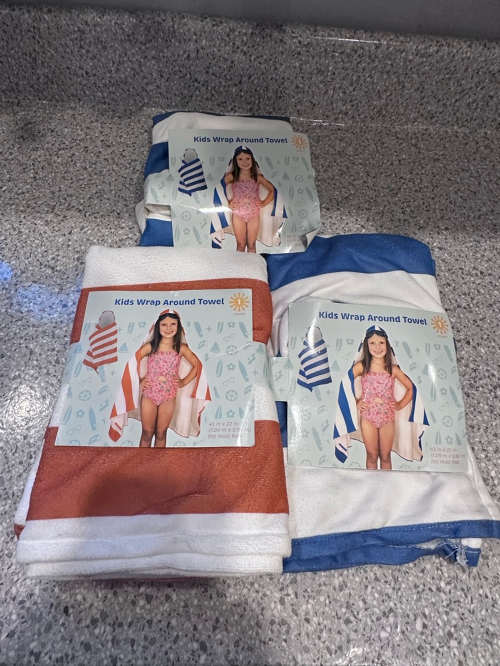 3 Kids Wrap Around Towels- NWT